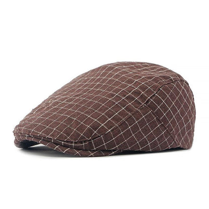 Pánská vintage kostkovaná bavlněná čepice s kšiltem