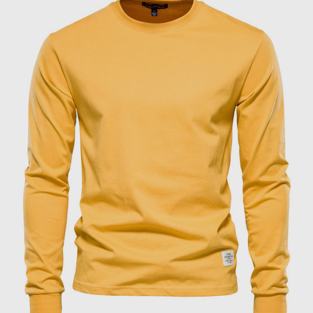 Men’s Long Sleeve Cotton Crew Neck Casual Top