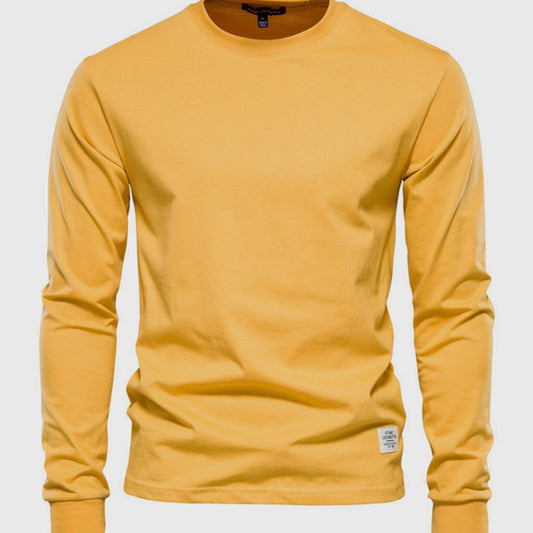 Men’s Long Sleeve Cotton Crew Neck Casual Top