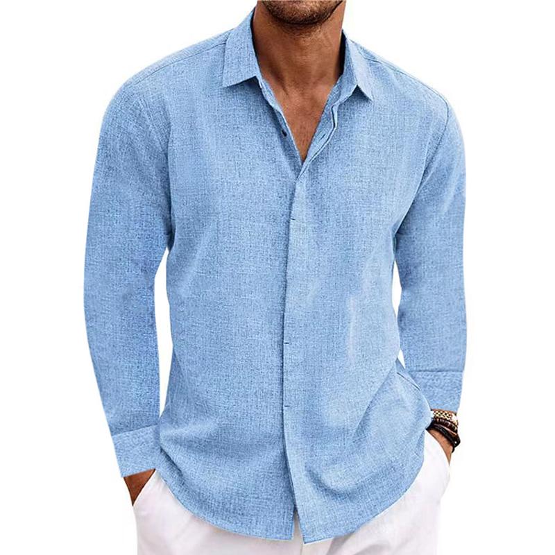 Men's Cotton Blend Long Sleeve Shirt Breathable Casual Top