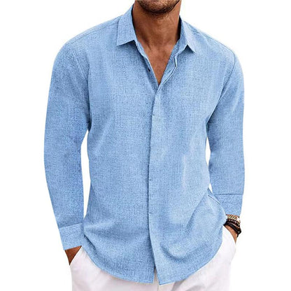 Men's Cotton Blend Long Sleeve Shirt Breathable Casual Top