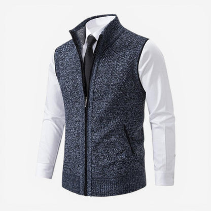 Mark- Sleeveless Vest with Stand Collar and Zip Closure | Side Pockets | Sizes XS–2XL | Grey, Light Grey, Red, Black