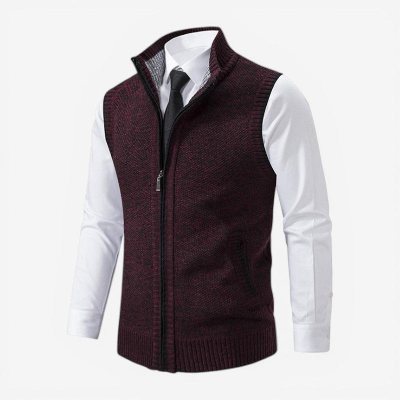 Mark- Sleeveless Vest with Stand Collar and Zip Closure | Side Pockets | Sizes XS–2XL | Grey, Light Grey, Red, Black