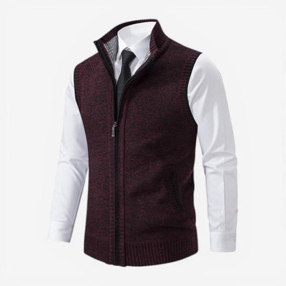Mark- Sleeveless Vest with Stand Collar and Zip Closure | Side Pockets | Sizes XS–2XL | Grey, Light Grey, Red, Black