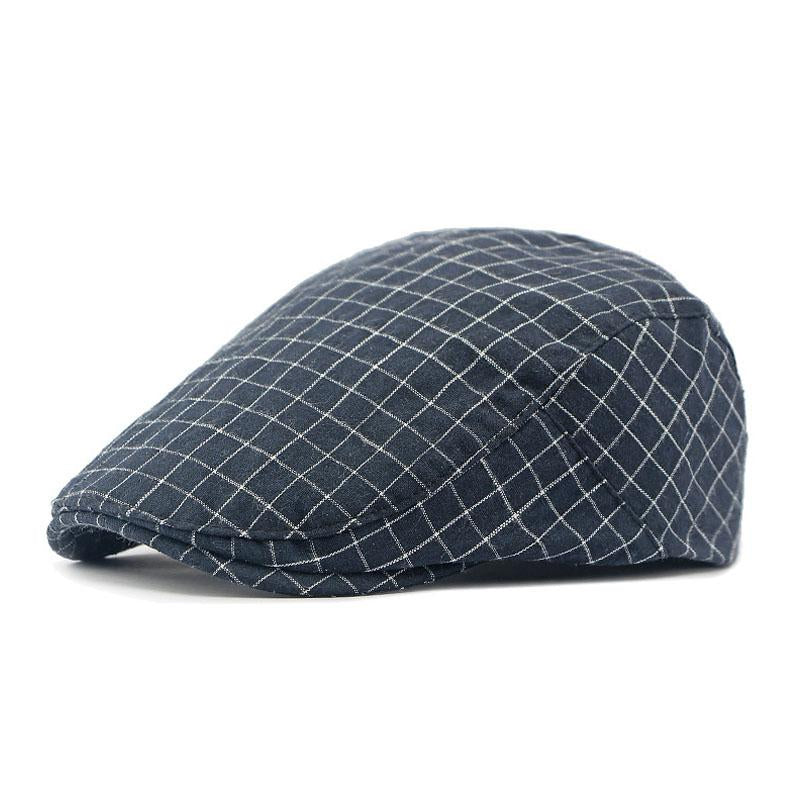 Pánská vintage kostkovaná bavlněná čepice s kšiltem