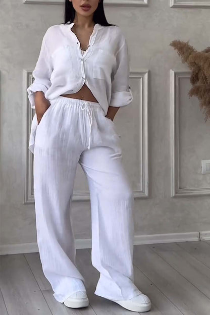 Fara - Luxe Cotton & Linen Ensemble – Shirt & Trousers Set