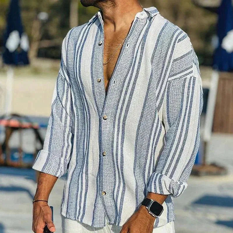 Men’s Striped Linen Shirt – Lightweight Summer Button-Up Essential