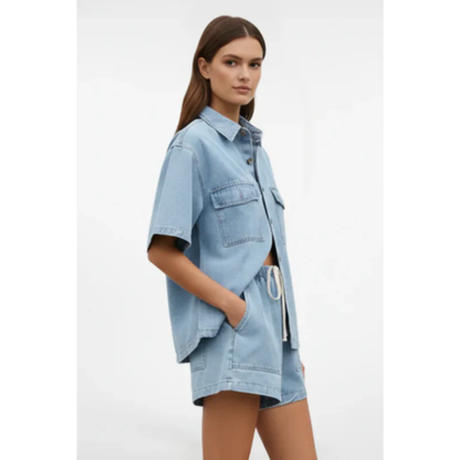 Jule | Damen Zweiteiler Mit Shorts Kurzarm Für Sommer