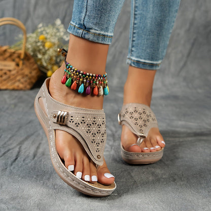 Justine™ | Comfortabele Dames Sandalen met Verhoogde Hak - bellanza