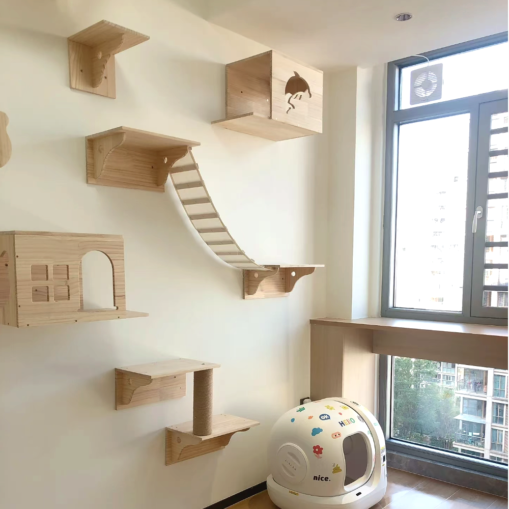 katzen-wandparkour-katzen-kletterwand-artikel-stoffbruecke-plattformen-wohnambiente