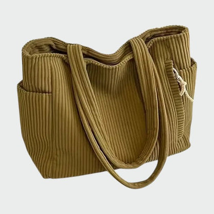 Ribbed Tote Bag with Cord Detail