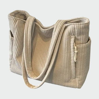 Ribbed Tote Bag with Cord Detail