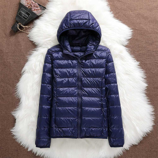Doudoune légère femme à capuche – veste matelassée compacte pour mi-saison et hiver