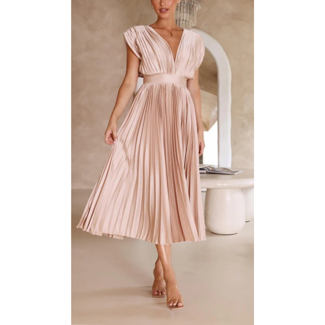 Kirsten | Damen Midi Kleid mit Plissee für Hochzeiten