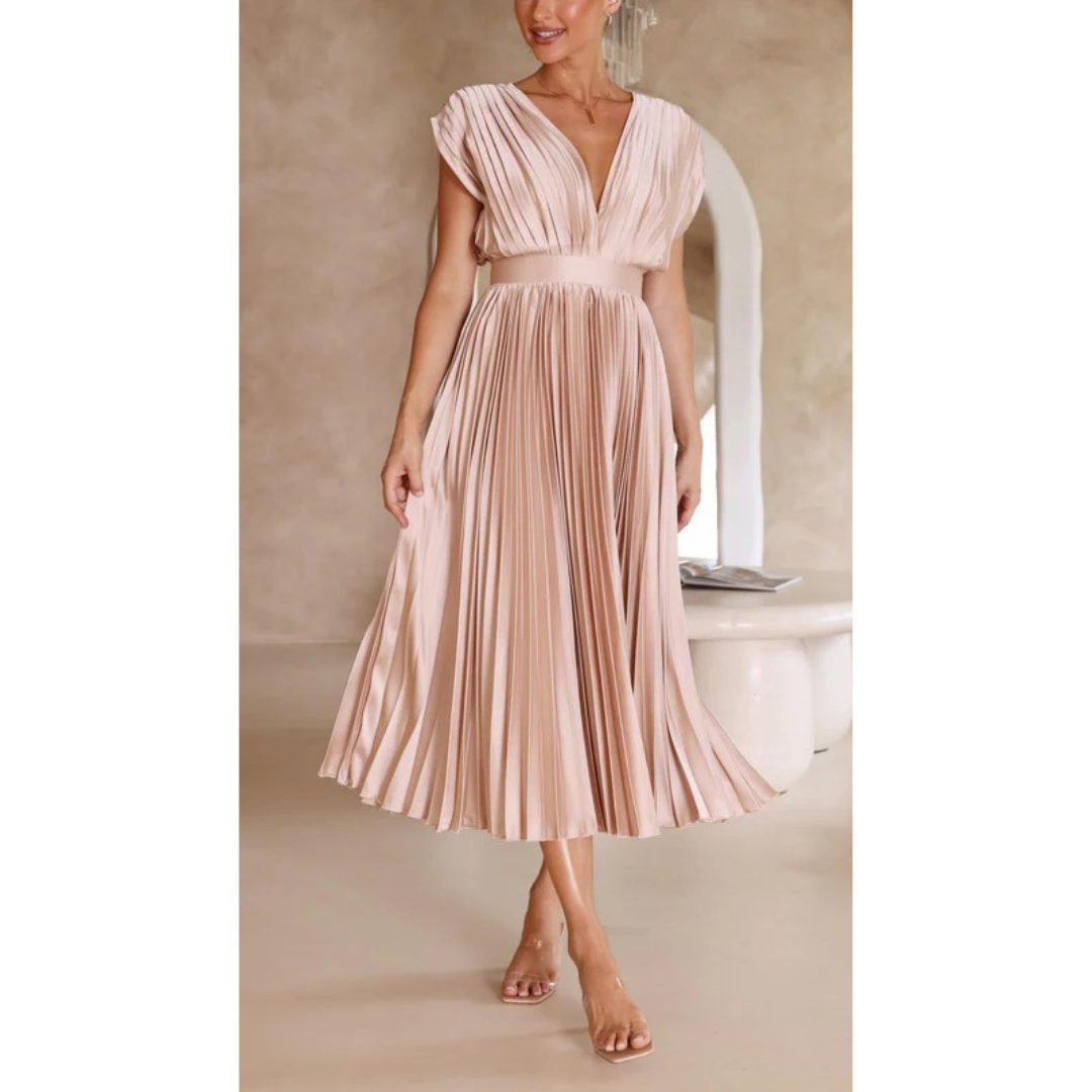 Kirsten | Damen Midi Kleid mit Plissee für Hochzeiten