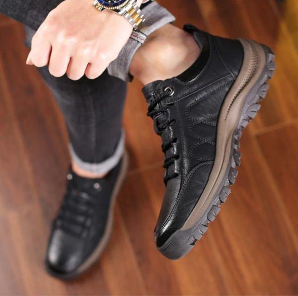 Chaussures orthopédiques confortables en cuir pour hommes