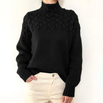 Knitted Ladies' Turtleneck - Isabelle-Black-S-Nora Luxe