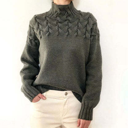 Knitted Ladies' Turtleneck - Isabelle-Gray-S-Nora Luxe