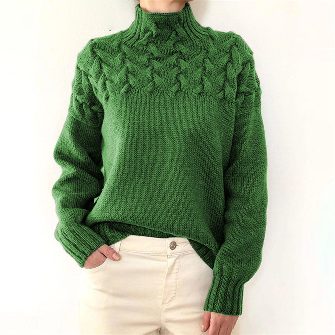 Knitted Ladies' Turtleneck - Isabelle-Green-S-Nora Luxe
