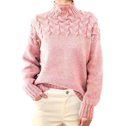 Knitted Ladies' Turtleneck - Isabelle-Pink-S-Nora Luxe