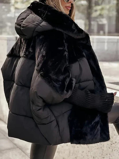 Luna - Moderne Dames Jas met Pluche Faux Fur en Ribgebreide Mouwen
