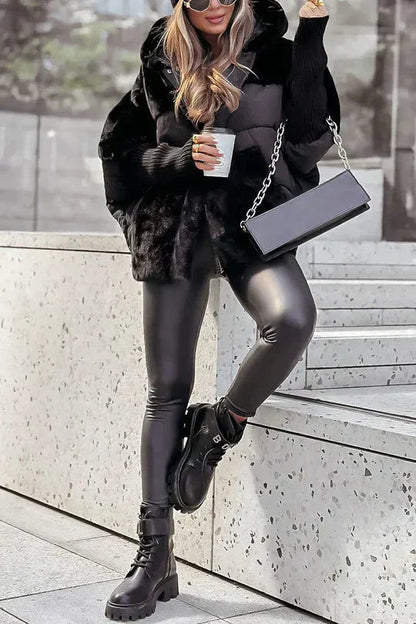 Luna - Moderne Dames Jas met Pluche Faux Fur en Ribgebreide Mouwen