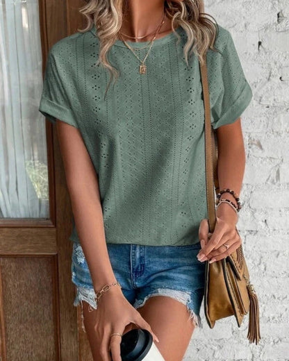 Kurzärmelige Damen Sommerbluse mit Lockerer Passform für Den Alltag