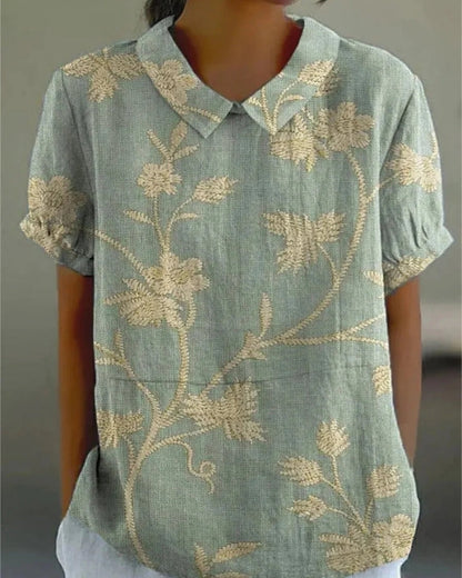 Kurzarm Bluse für Damen | Florales Muster