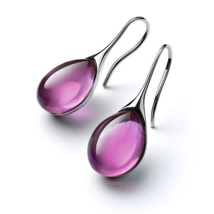 Earrings with Oval Glass Stones for Women