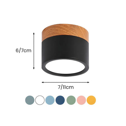 Wood And Metal Ceiling Lamp – Small Cylindrical Modern Accent Design