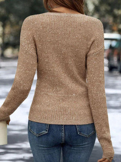 Nora™ | Tidløs Khaki V-udskæringsbluse