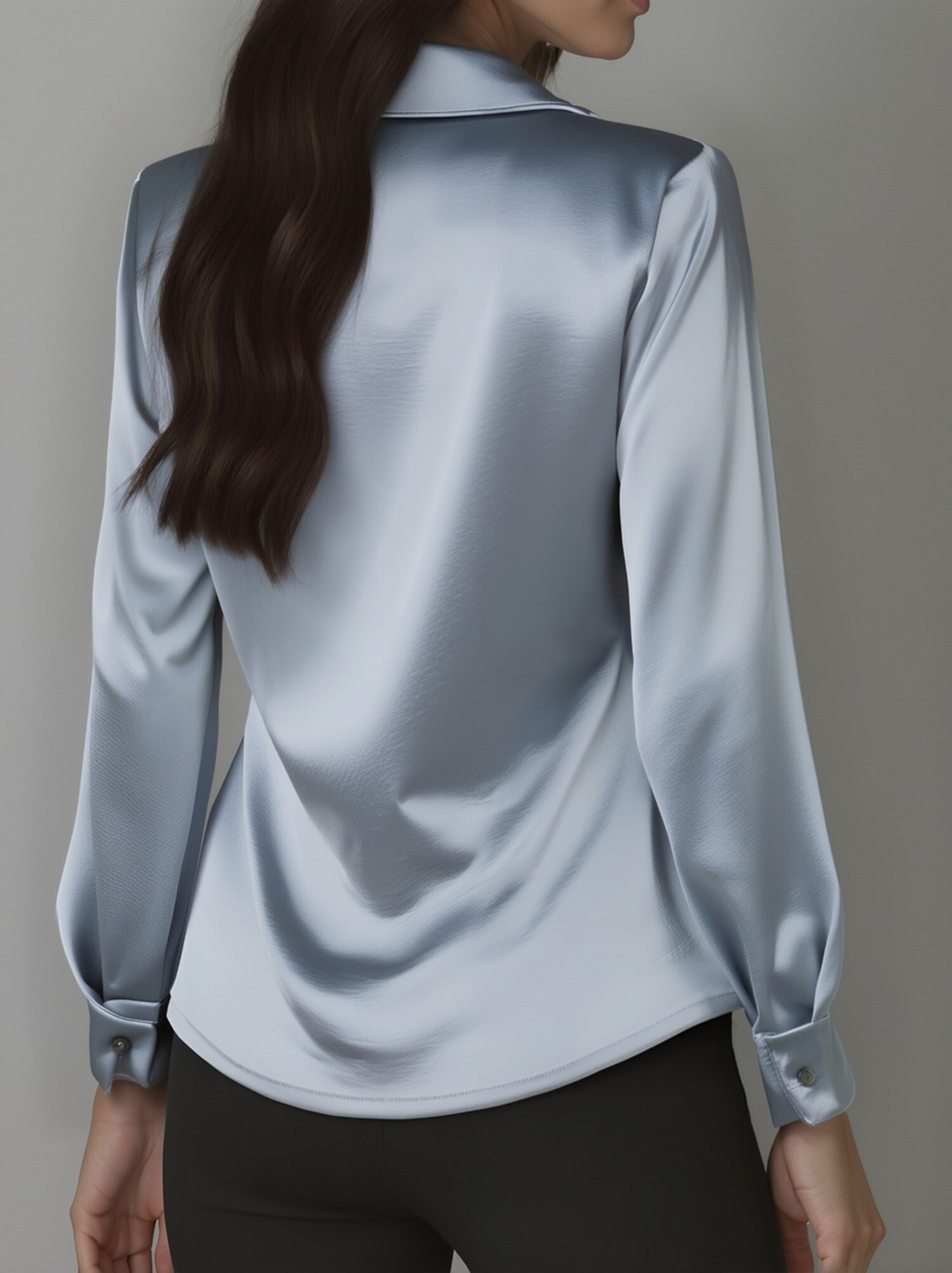 Chemisier en satin pour femme avec encolure drapée – Haut élégant à manches longues pour le travail et les soirées