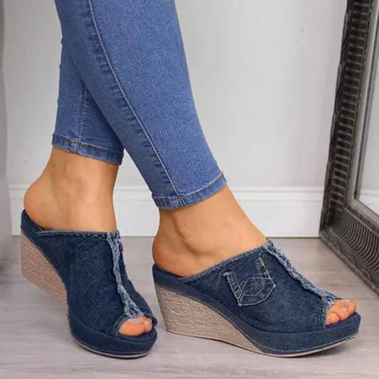 Ladies' denim wedge sandals – Elisabetta-Blue-3-Nora Luxe