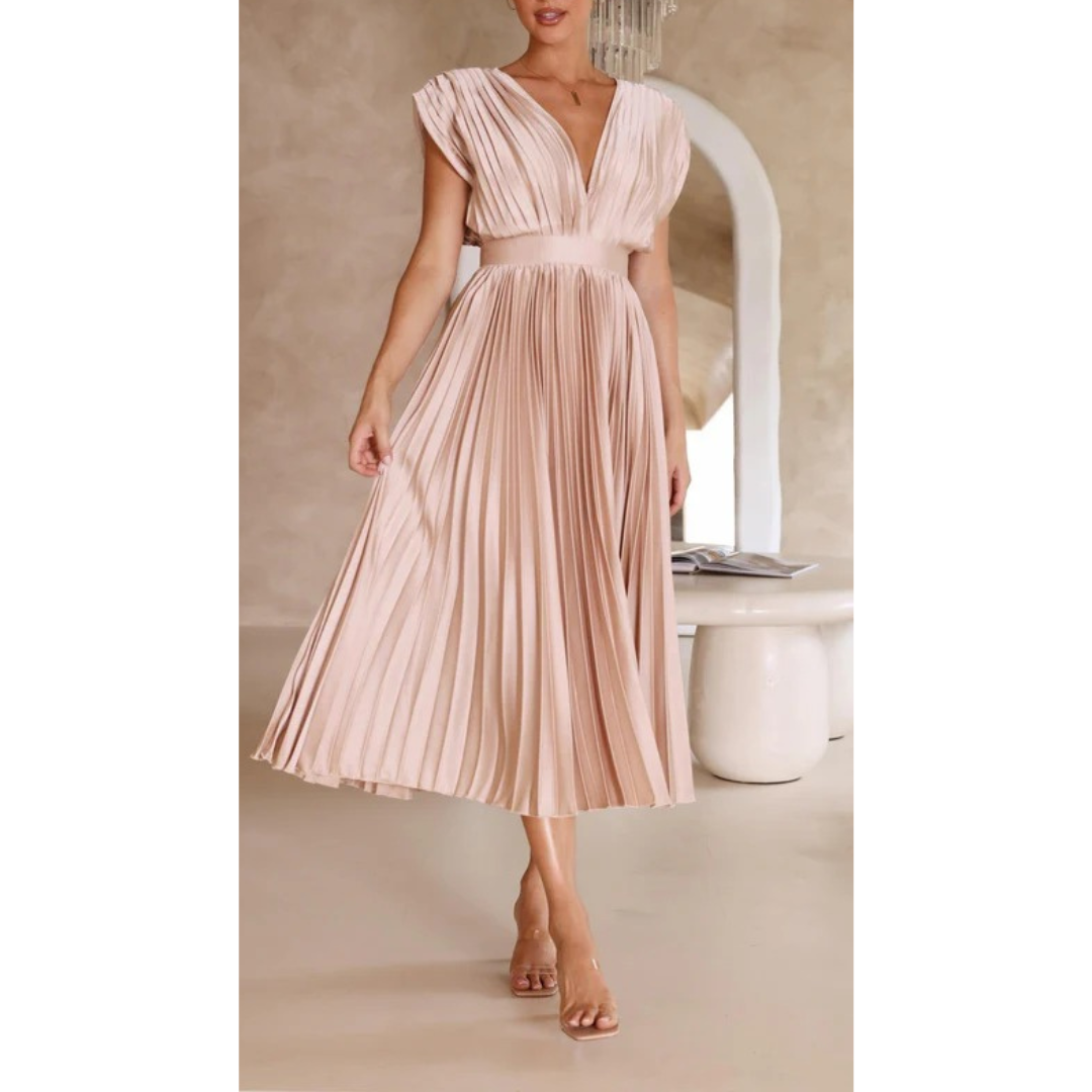 Lara | Damen Maxi Kleid Mit Falten Für Alltag