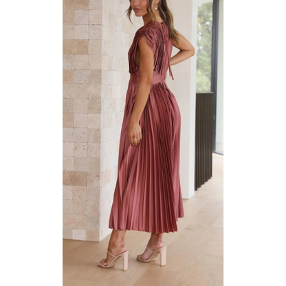Lara | Damen Maxi Kleid Mit Falten Für Alltag