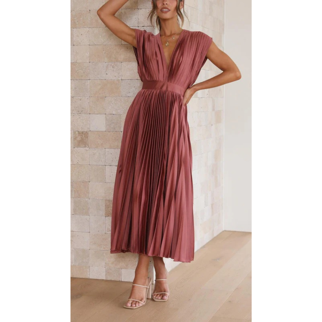 Lara | Damen Maxi Kleid Mit Falten Für Alltag