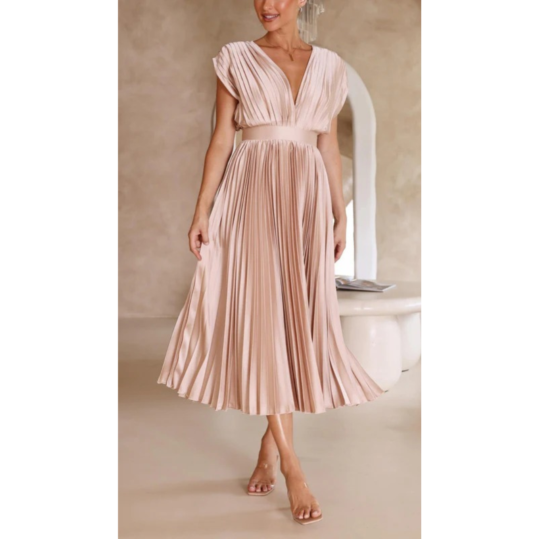Lara | Damen Maxi Kleid Mit Falten Für Alltag