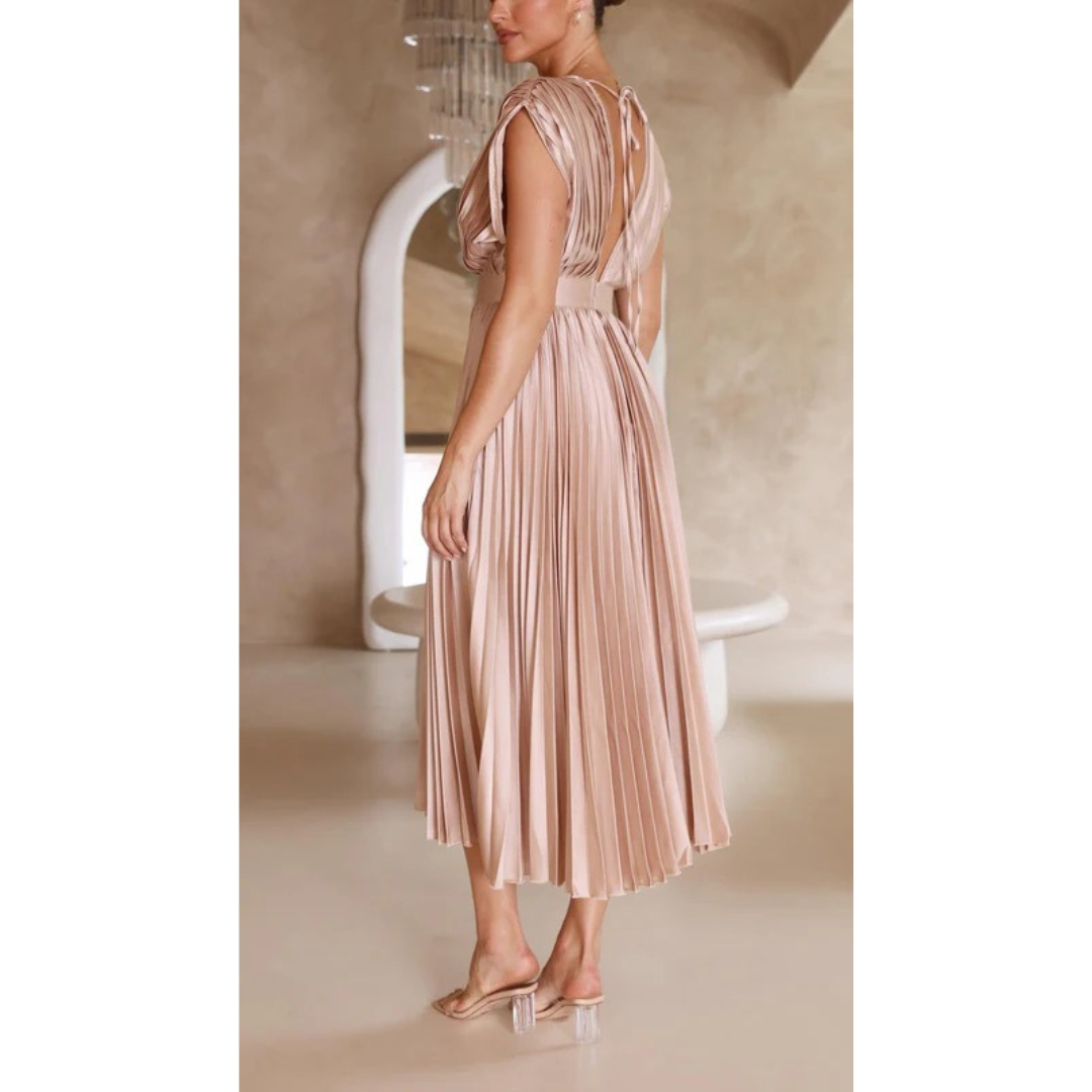 Lara | Damen Maxi Kleid Mit Falten Für Alltag