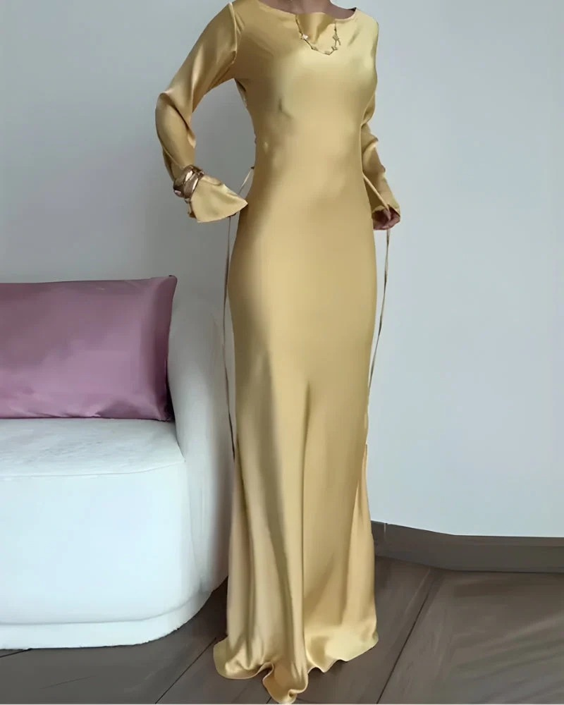 Laura | Damen Maxi Abendkleid mit langen Ärmeln