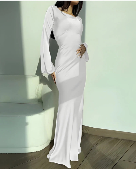 Laura | Damen Maxi Abendkleid mit langen Ärmeln