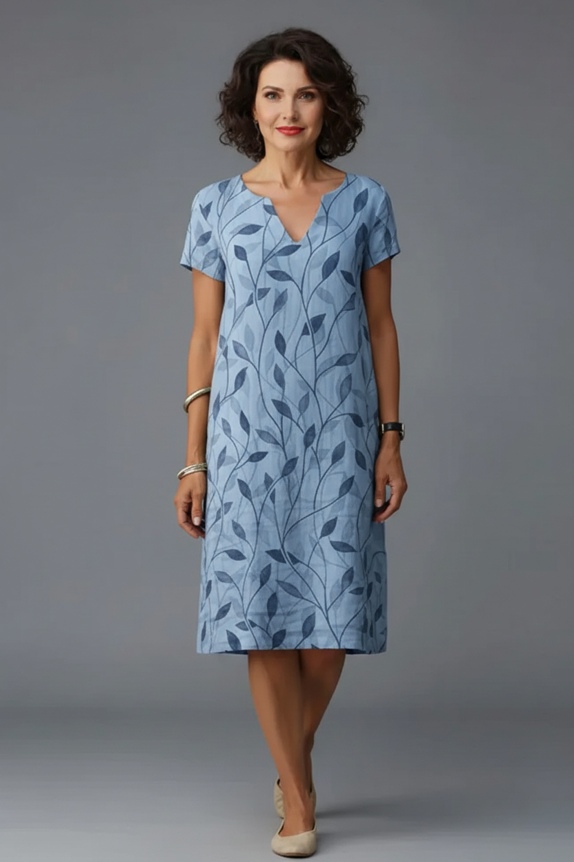 Leaf Vine Dress in Blue