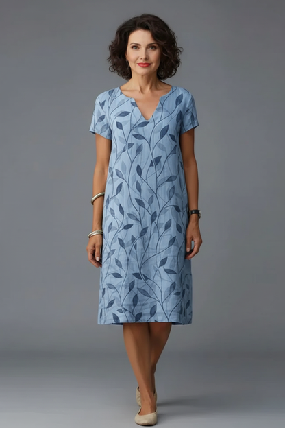 Leaf Vine Dress in Blue