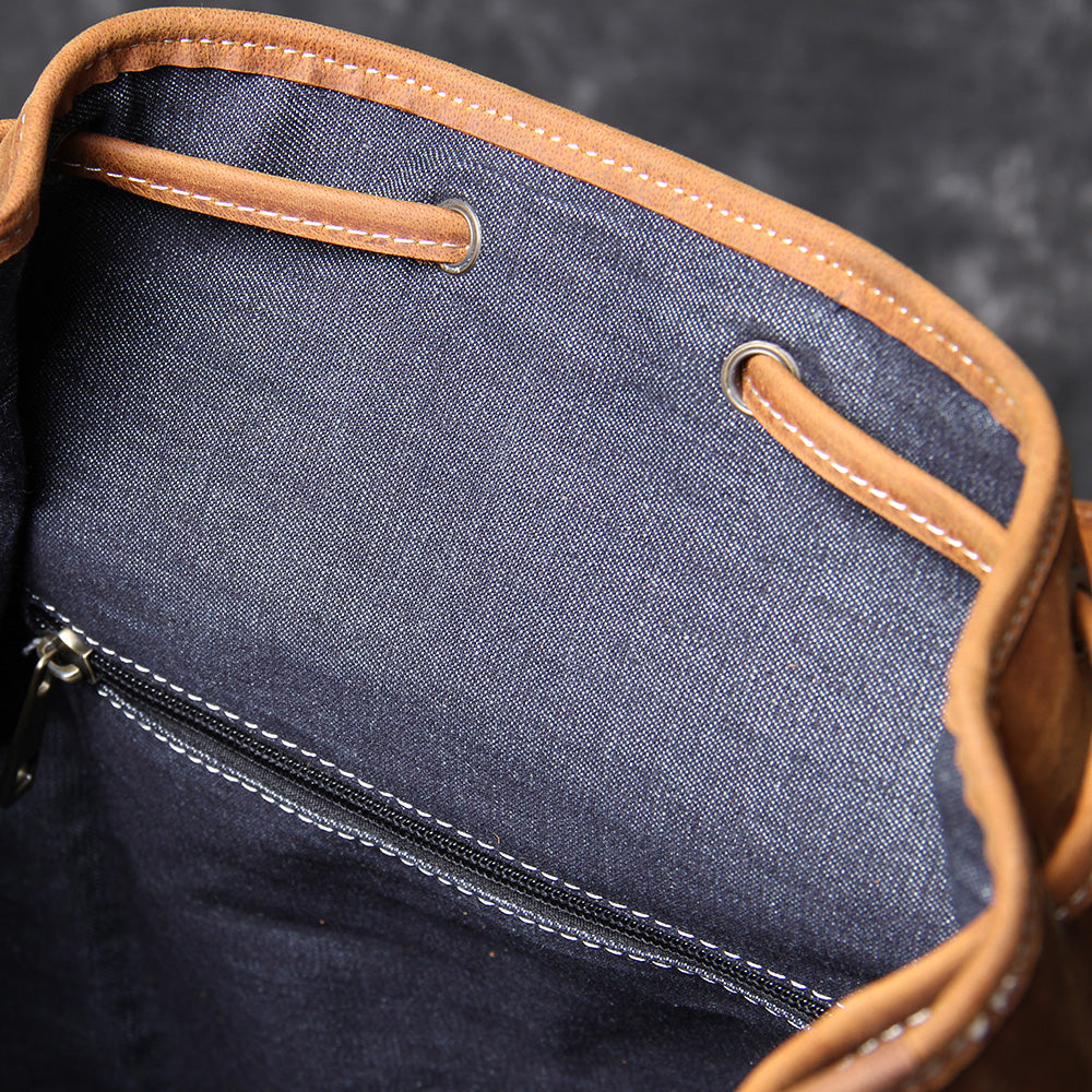 Leder Knapsack Rucksack 19L Kalvenor – Vintage Rucksack aus Leder