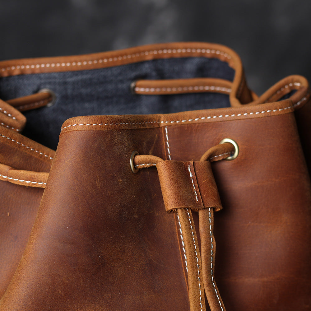 Leder Knapsack Rucksack 19L Kalvenor – Vintage Rucksack aus Leder