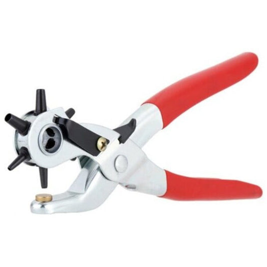 Leather Belt Hole Sewing Puncher Revolve Repair Tool Watchband Strap Plier Red