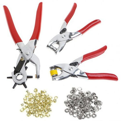 Leather Belt Hole Sewing Puncher Revolve Repair Tool Watchband Strap Plier Red