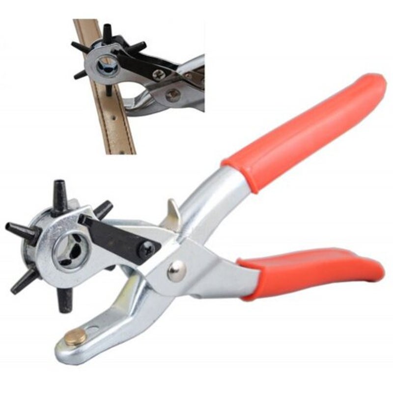 Leather Belt Hole Sewing Puncher Revolve Repair Tool Watchband Strap Plier Red