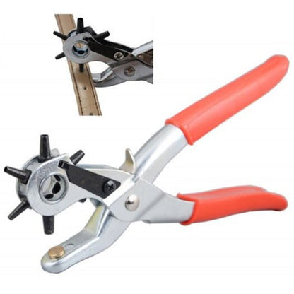 Leather Belt Hole Sewing Puncher Revolve Repair Tool Watchband Strap Plier Red