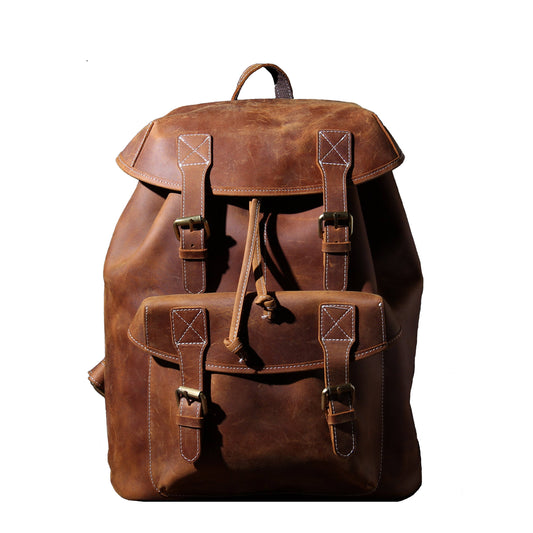 Leder Knapsack Rucksack 19L Kalvenor – Vintage Rucksack aus Leder