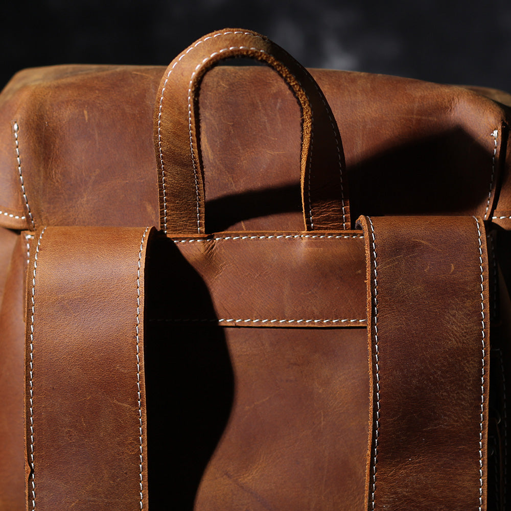 Leder Knapsack Rucksack 19L Kalvenor – Vintage Rucksack aus Leder